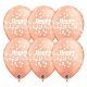 Fehér pöttyös rose gold happy birthday lufi 6 db