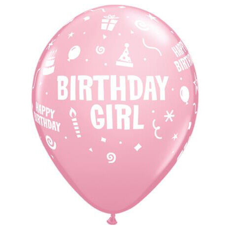 Rózsaszín birthday girl lufi