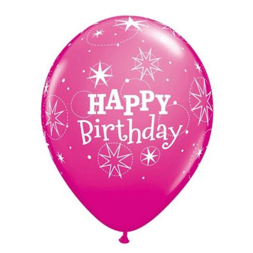 Pink csillagos happy birthday lufi