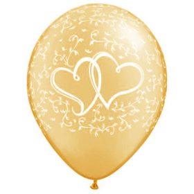 Arany szíves indás latex lufi