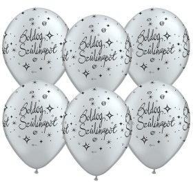 Ezüst csillagos boldog szülinapot lufi