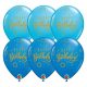 Kék-arany happy birthday latex lufi 6 db