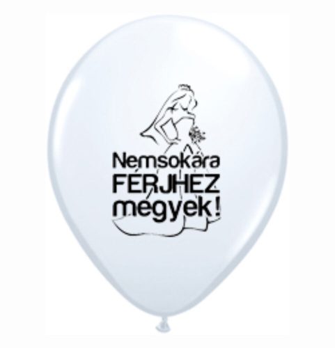 Nemsokára férjhez megyek lánybúcsús lufi fehér 6 db