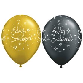 Arany és fekete boldog szülinapot latex lufi 2 db