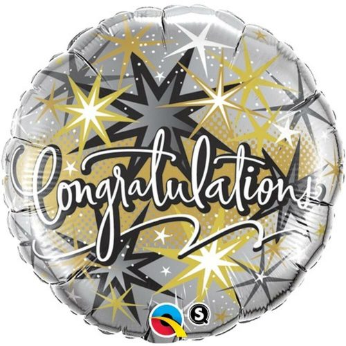 Ezüst arany csillagos gratulálunk fólia lufi