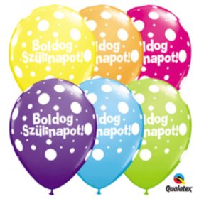 Boldog szülinapot lufi pöttyös 5 db