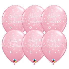 Csillagos rózsaszín boldog szülinapot lufi 6 db