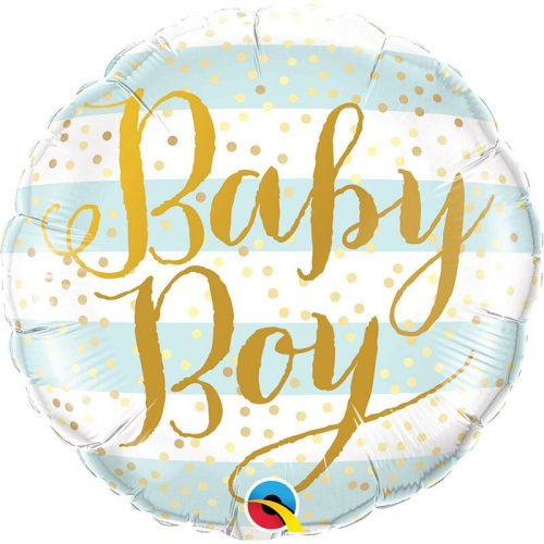 Kék-arany baby boy babaváró fólia lufi