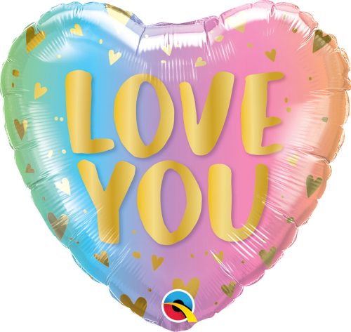 Szív alakú pasztell ombre love you fólia lufi
