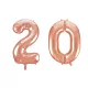 Rose gold 20 szám fólia lufi 86 cm