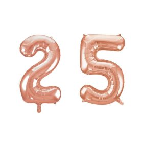 Rose gold 25 szám fólia lufi 86 cm