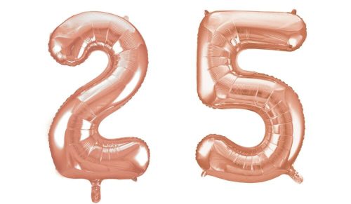 Rose gold 25 szám fólia lufi 86 cm