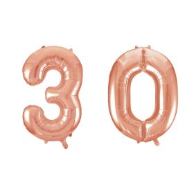 Rose gold 30 szám fólia lufi 86 cm