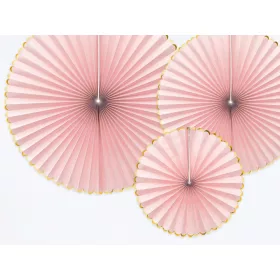 Rózsaszín-arany legyező szett 3 db