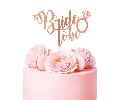 Rose gold gyűrűs bride to be sziluett tortadísz