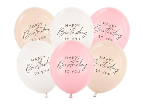 6 db-os vidám pasztell happy birthday to you latex lufi