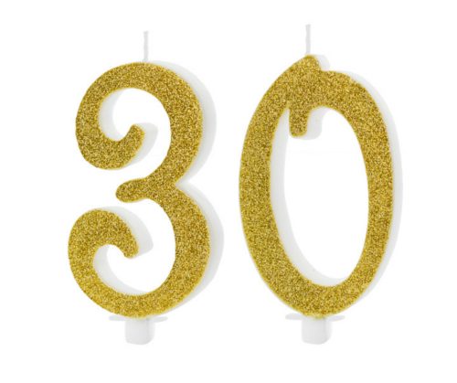 Nagy arany glitteres 30 szülinapi tortagyertya