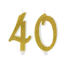 Nagy arany glitteres 40 szülinapi tortagyertya