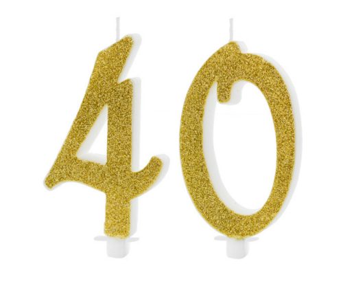 Nagy arany glitteres 40 szülinapi tortagyertya