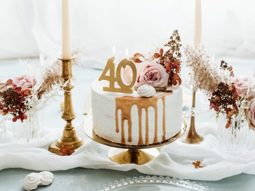 Arany glitteres 40 szülinapi tortagyertya