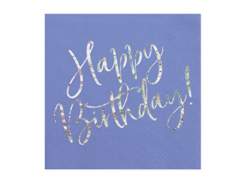 Kék-ezüst happy birthday szalvéta 20 db