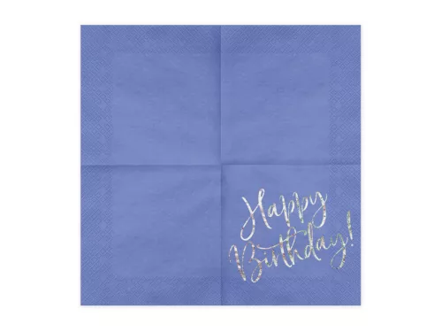 Kék-ezüst happy birthday szalvéta 20 db