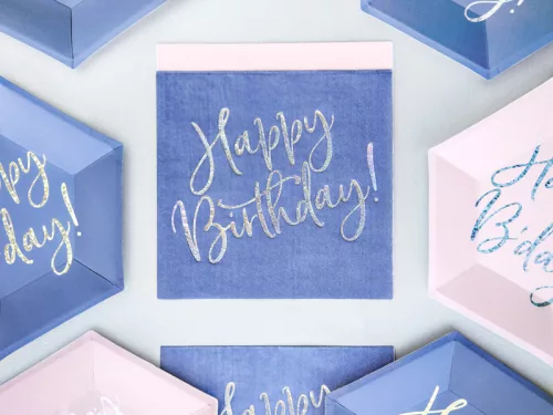 Kék-ezüst happy birthday szalvéta 20 db