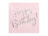 Rózsaszín-ezüst happy birthday szalvéta 20 db