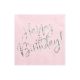 Rózsaszín-ezüst happy birthday szalvéta 20 db