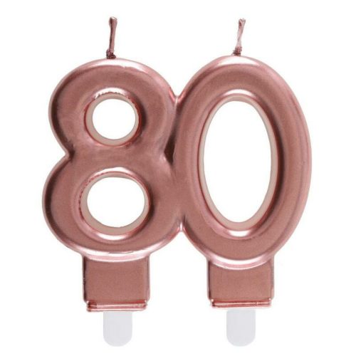 Rose gold 80 szülinapi számos gyertya