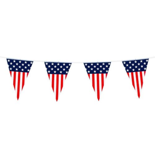 Amerikai zászló mintás zászlófüzér 6 m