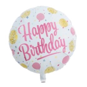 Arany és pink pöttyös szülinapi fólia lufi