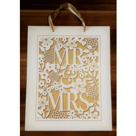 Arany mr és mrs esküvői ajándéktasak nagy