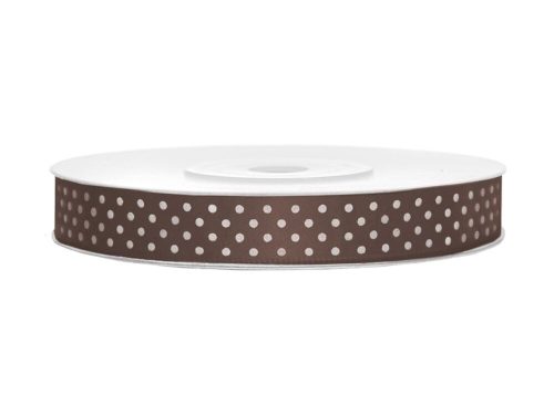 Fehér pöttyös barna szatén szalag 12 mm