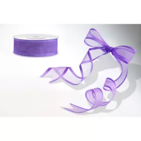 Levendula lila szatén szélű organza szalag 25 m