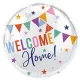 Színes zászlófüzéres welcome home fólia lufi