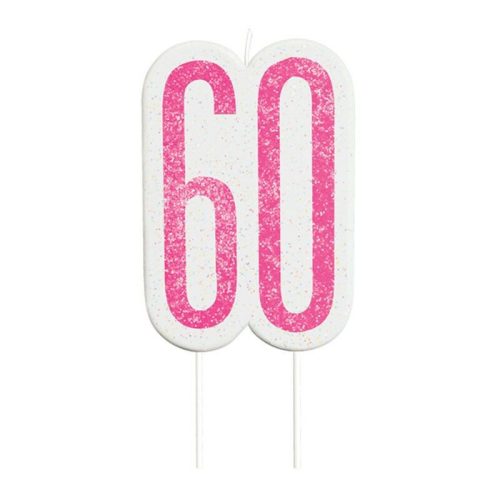 Pink csillámos 60 szülinapi számos tortagyertya