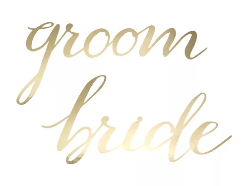 Arany bride és groom felirat