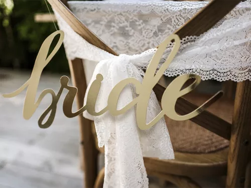 Arany bride és groom felirat